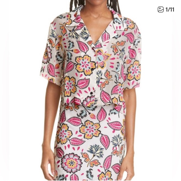 rag & bone Tops - Rag & Bone Floral Mare Cropped Silk Blouse/Shirt NWT $350 Medium